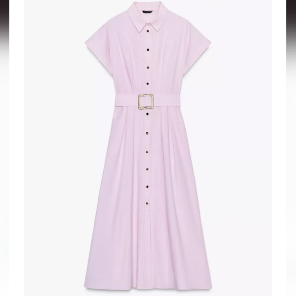 Zara Belted Poplin Midi Dress - Picture 4 of 4